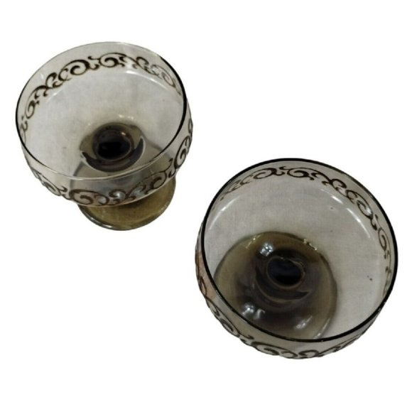 Vintage Libbey Brown Swirl 1970s Prado 2 Piece Champagne Goblets Dessert Bowls - Picture 12 of 16